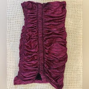 Black Halo Fuchsia  Ruched Strapless Bodycon Dress